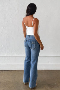 Low Rise Slim Flared Leg Jeans