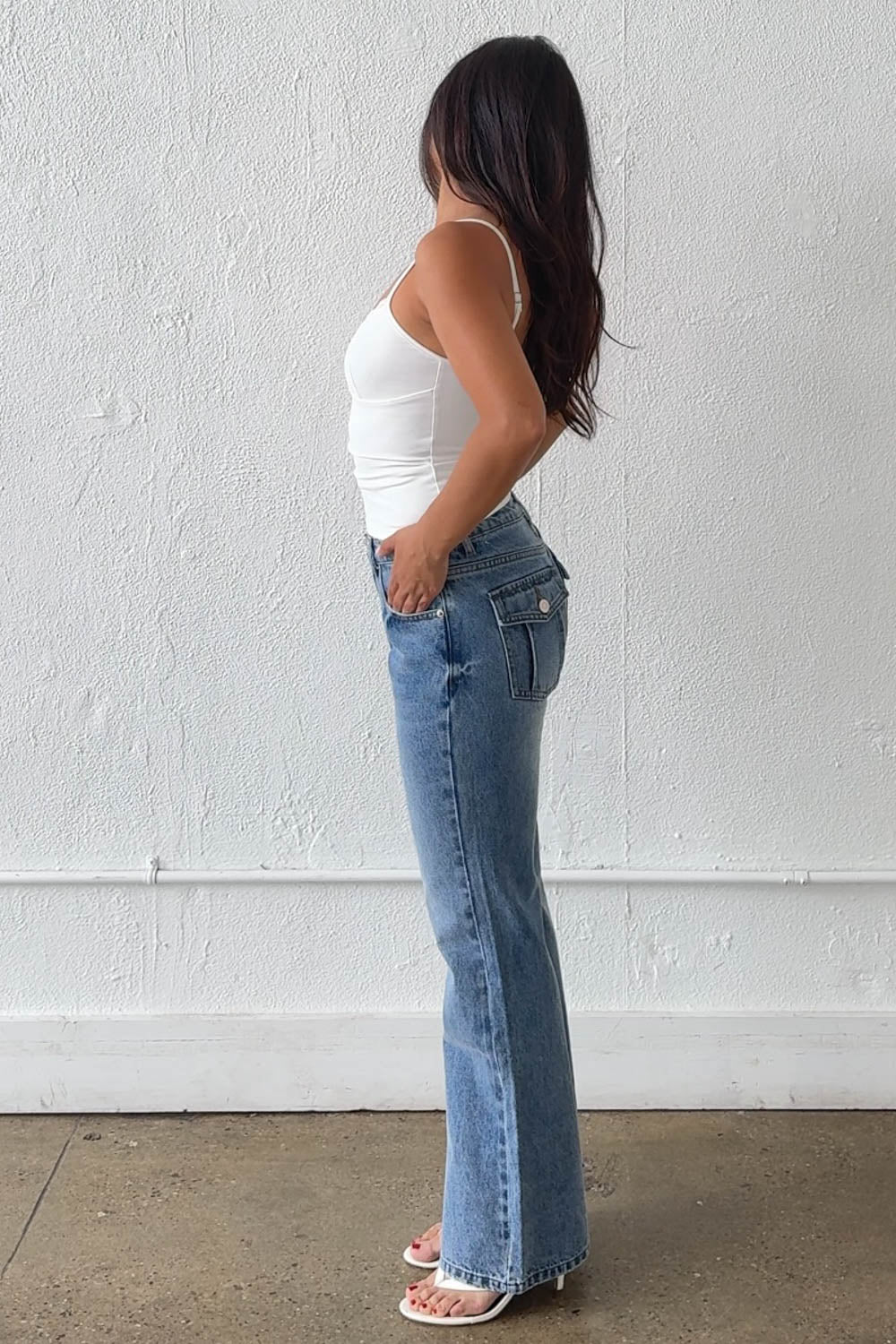 Low Rise Slim Flared Leg Jeans