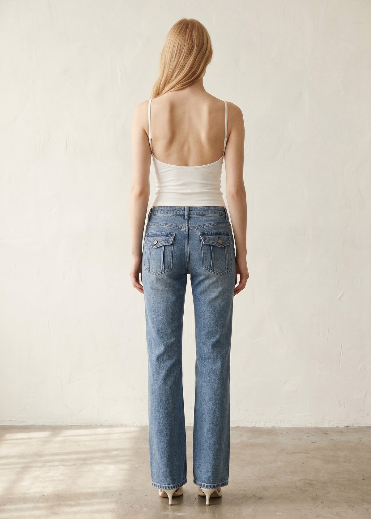 Low Rise Slim Flared Leg Jeans