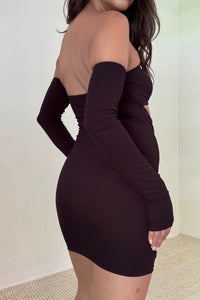 Knit Off Shoulder Ruched Dress