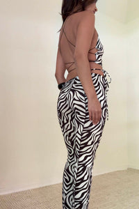 Knit Zebra Print Top And Pants Set