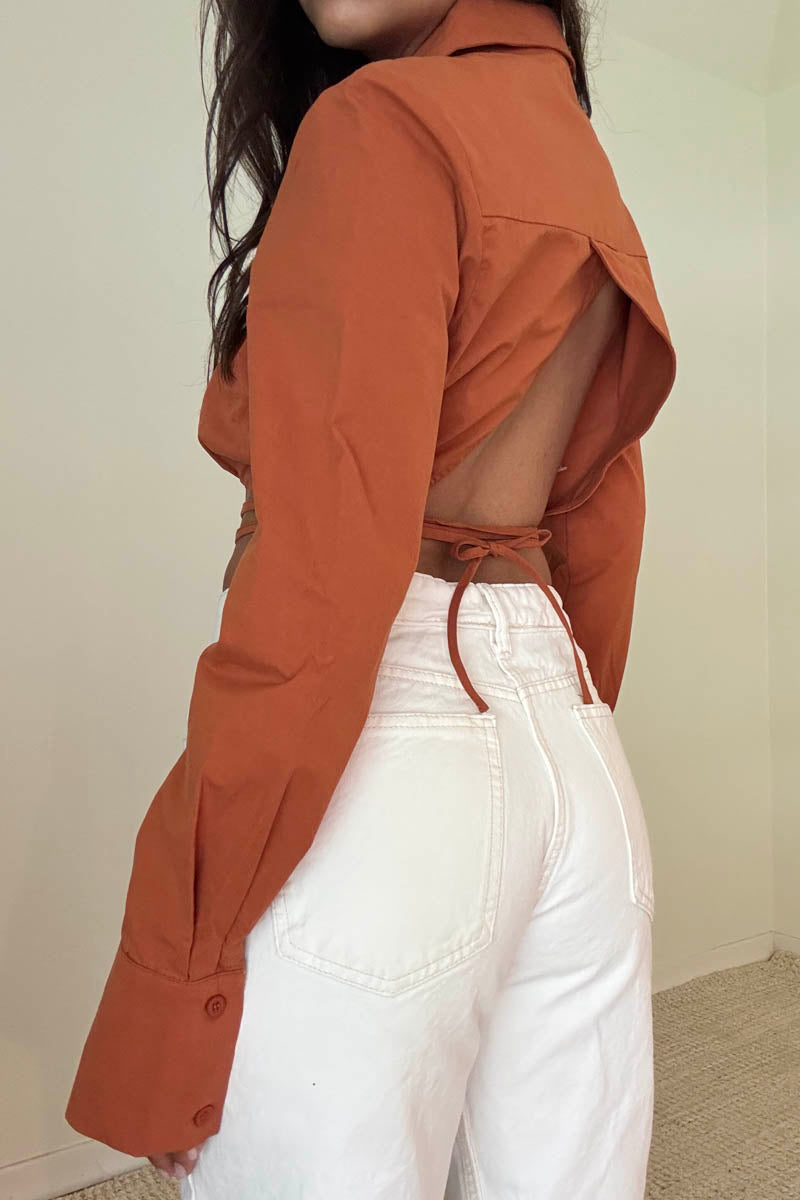 Woven Underwire Cropped Top