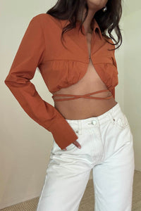 Woven Underwire Cropped Top
