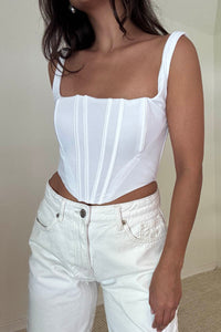 Knit Square Neck Boned Corset Top