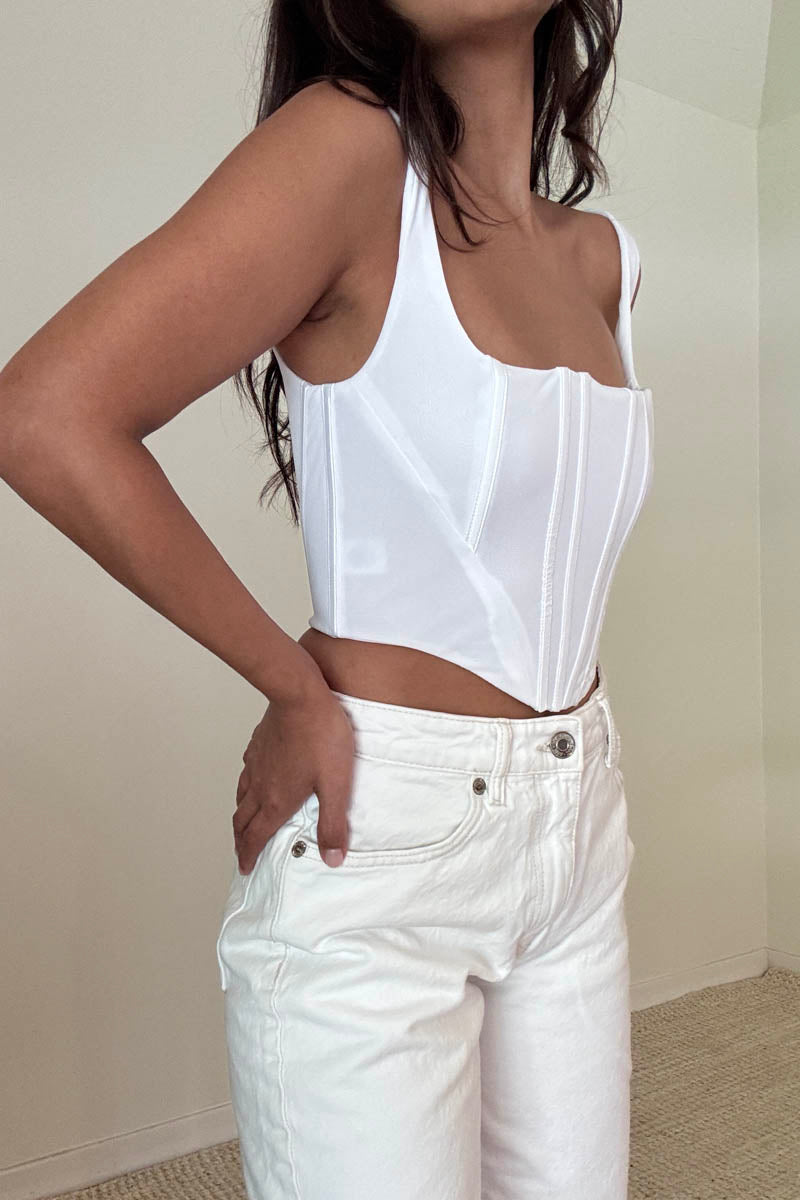 Knit Square Neck Boned Corset Top