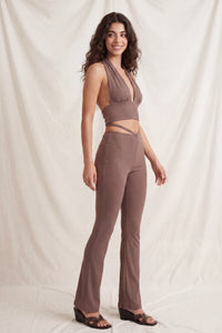 Knit Halter Tie Top And Pants Set