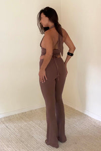 Knit Halter Tie Top And Pants Set