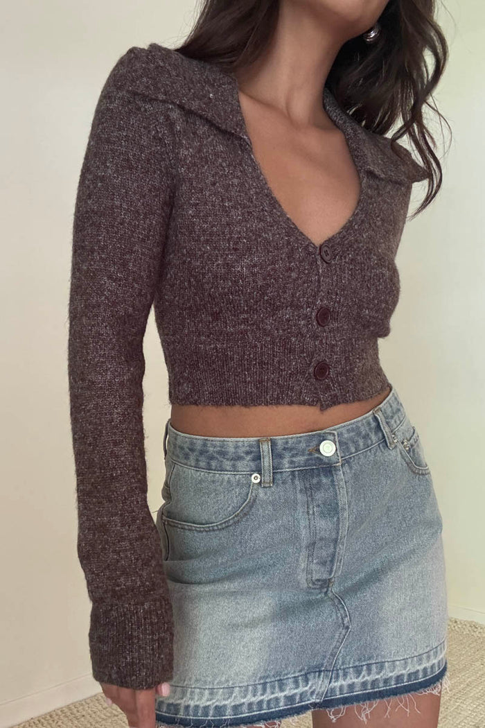 Collar Knit Crop Top