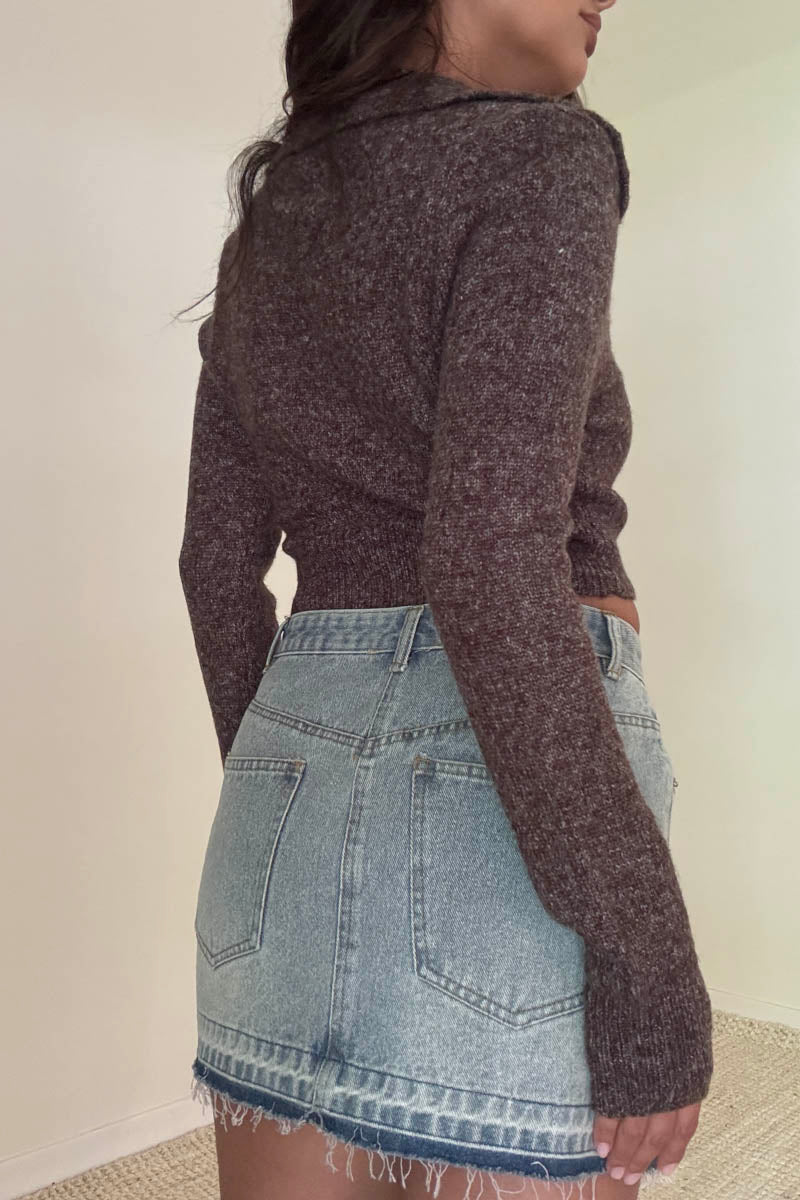 Collar Knit Crop Top