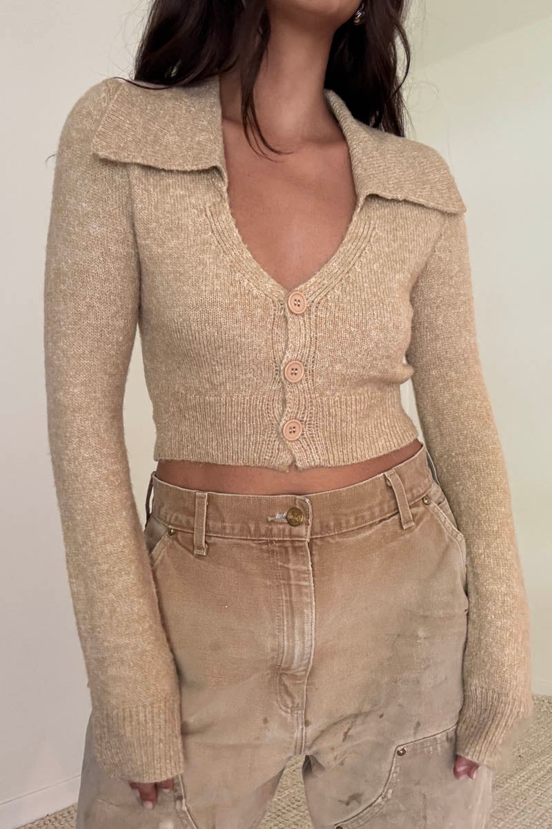 Collar Knit Crop Top