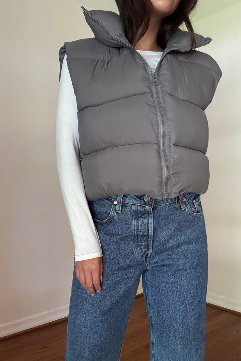 Cropped Puffer Vest Jacket