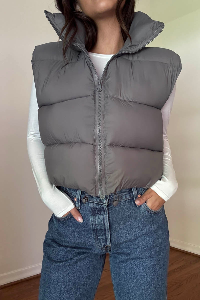 Cropped Puffer Vest Jacket