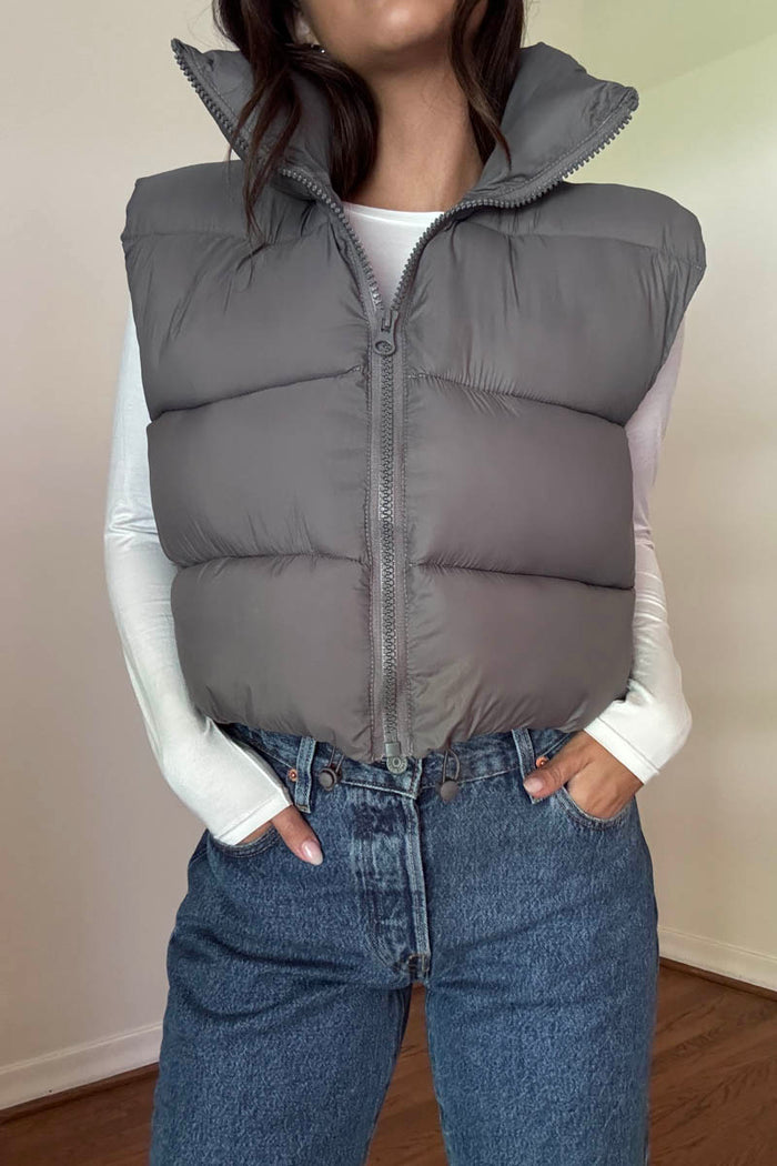Cropped Puffer Vest Jacket