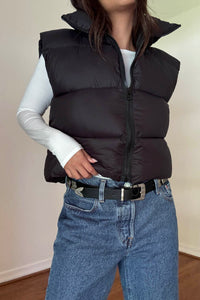 PU Puffer Cropped Vest Jacket