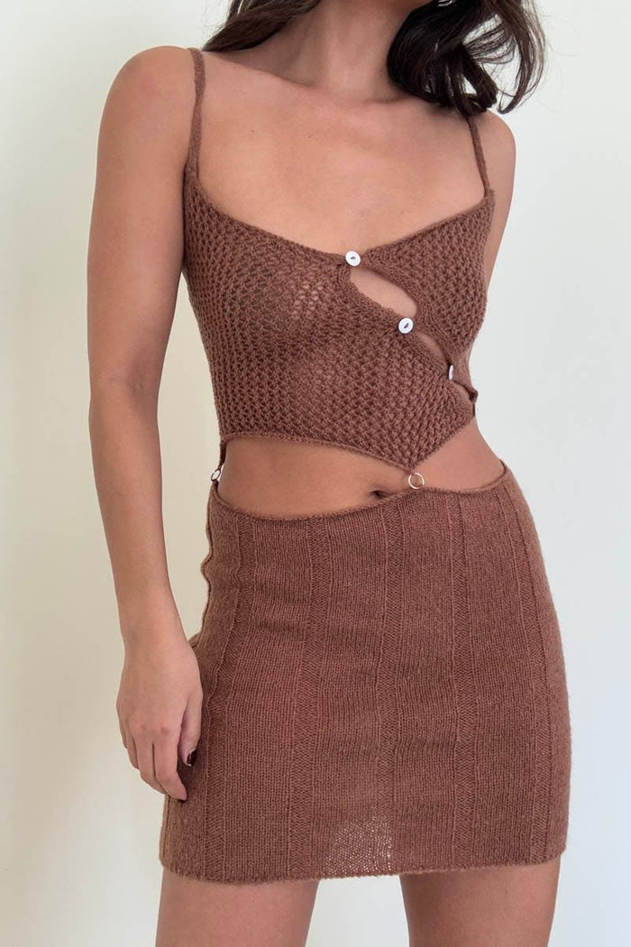 Crochet Knit Cutout Mini Dress