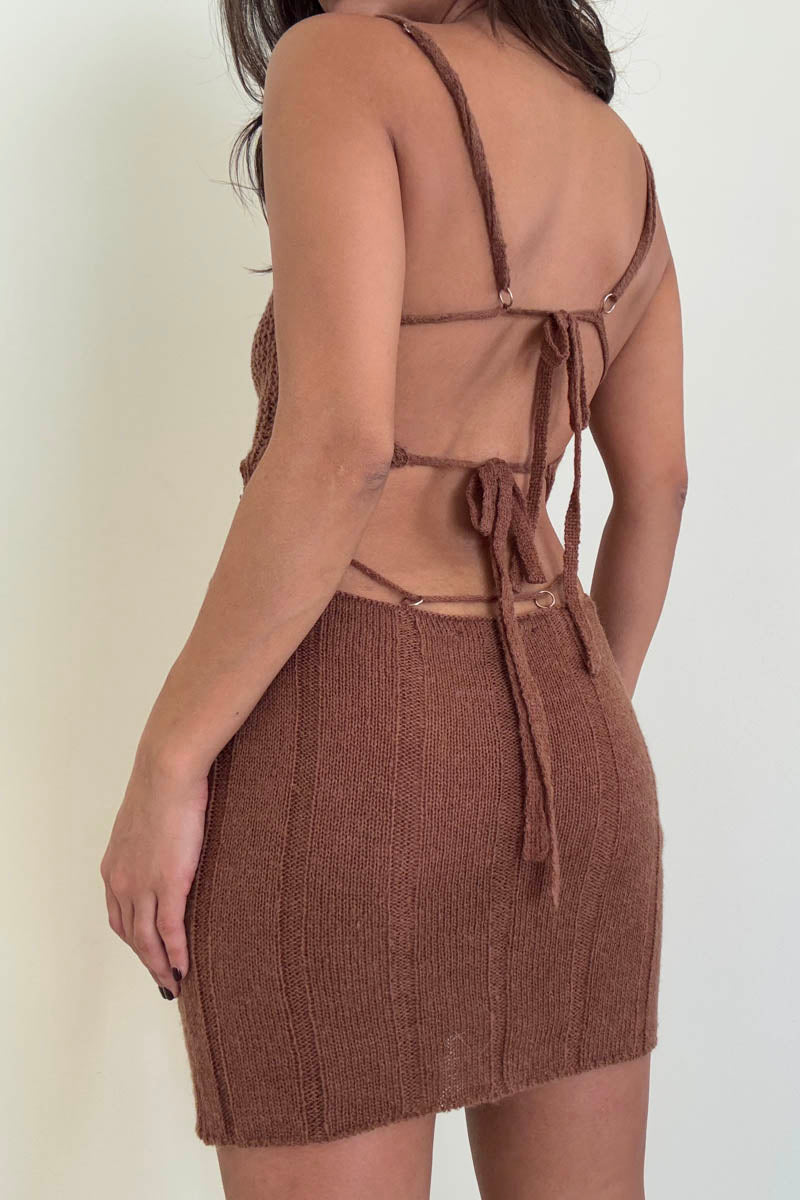 Crochet Knit Cutout Mini Dress