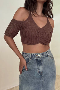 Crochet Off Shoulder Knit Top