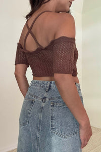 Crochet Off Shoulder Knit Top