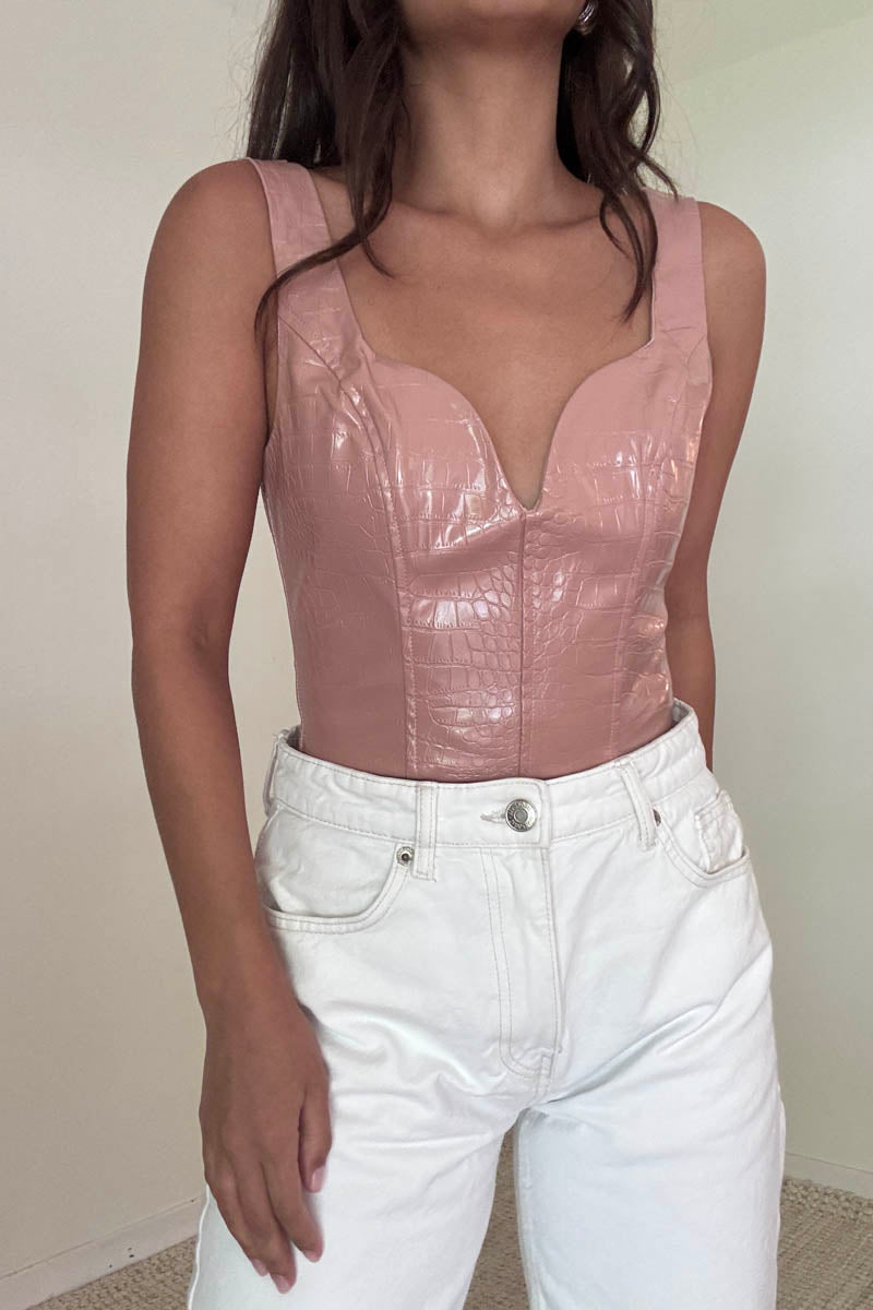 Faux Leather Sweetheart Corset Bustier