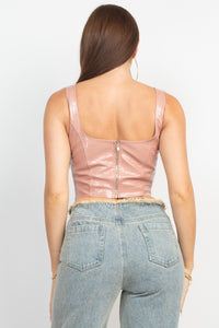 Faux Leather Sweetheart Corset Bustier