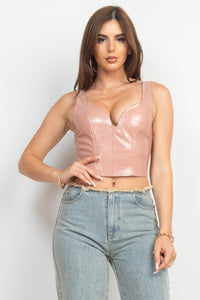 Faux Leather Sweetheart Corset Bustier