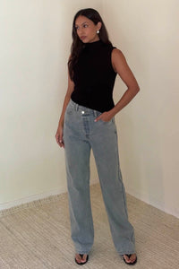 Ribbed Mock Neck Asymmetric Knit Top