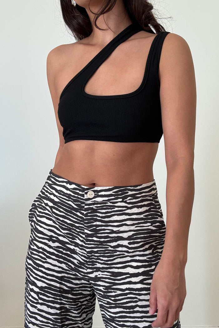 Asymmetric One Shoulder Cutout Crop Top