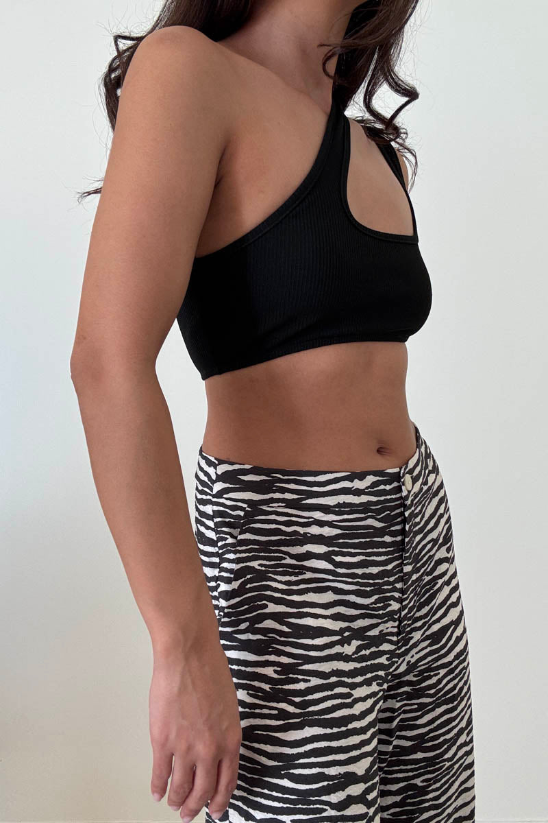 Asymmetric One Shoulder Cutout Crop Top