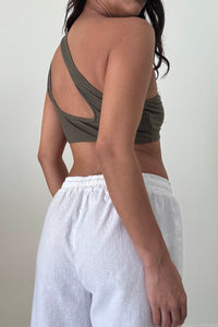 Asymmetric One Shoulder Cutout Crop Top