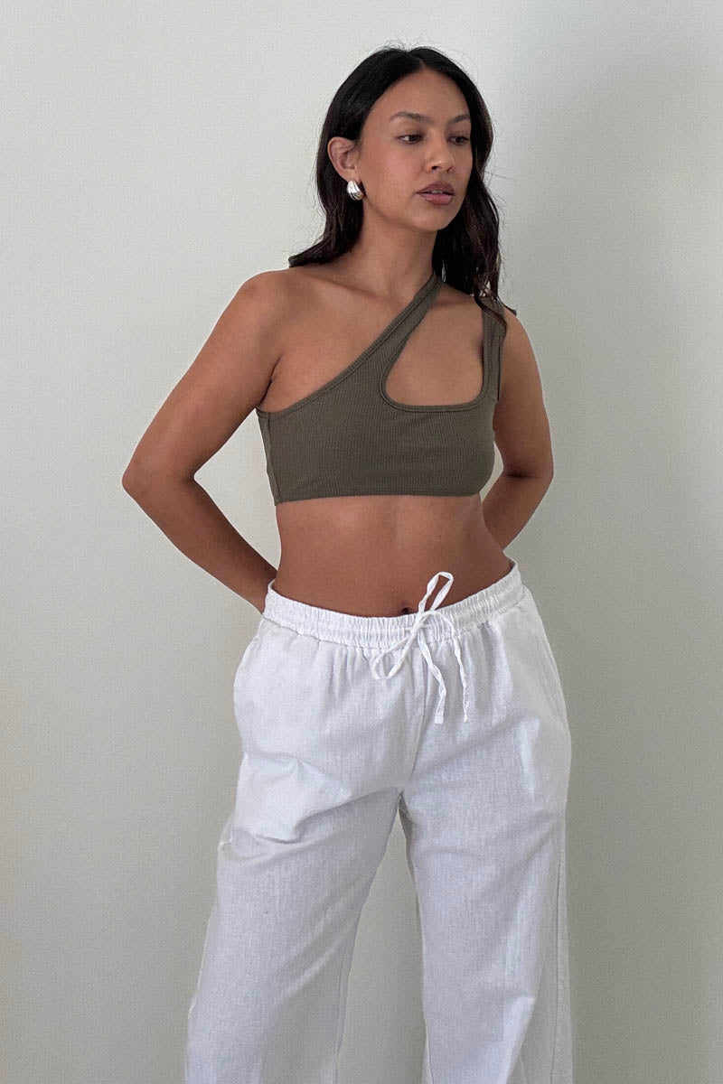 Asymmetric One Shoulder Cutout Crop Top