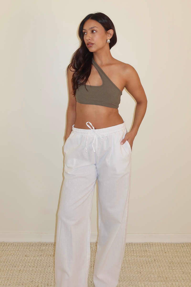 Asymmetric One Shoulder Cutout Crop Top