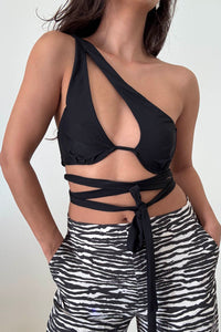 One Shoulder Cross Strap Bra Top