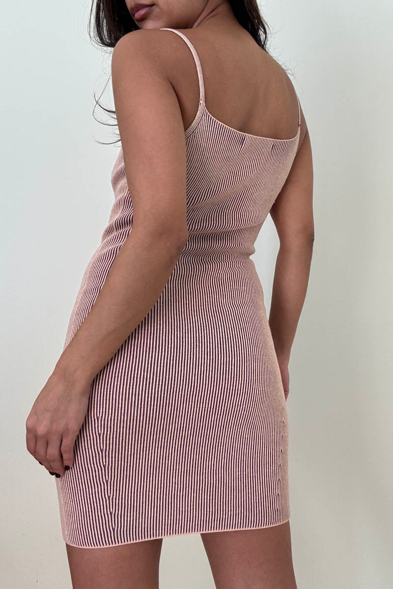 Two-Tone Ribbed Bodyform Tank Dress