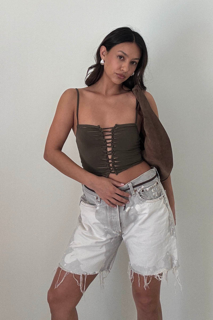 Front Center Braid Crop Top