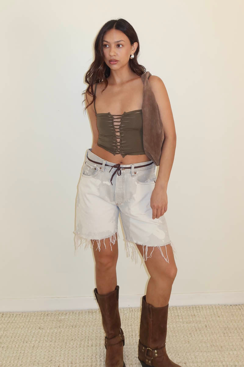 Front Center Braid Crop Top