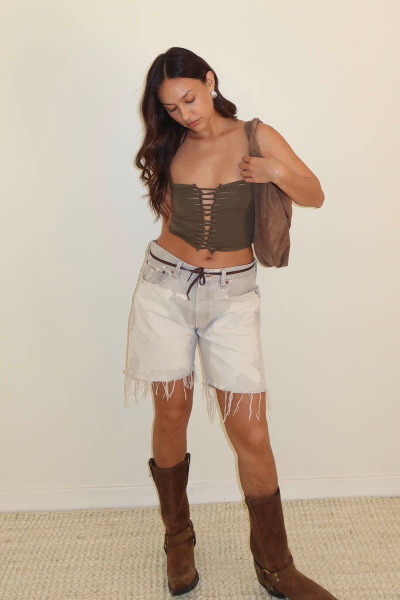 Front Center Braid Crop Top
