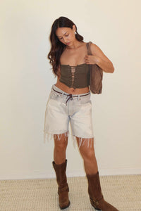 Front Center Braid Crop Top