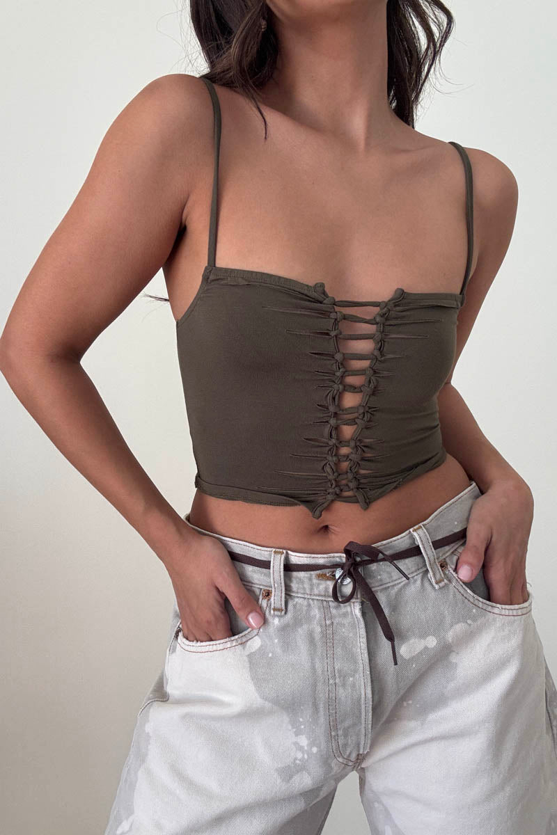 Front Center Braid Crop Top