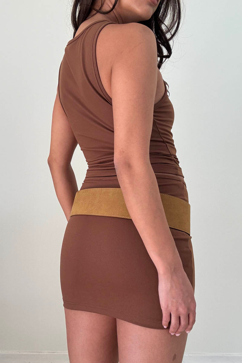 Front Lace Up Top And Skirt Set
