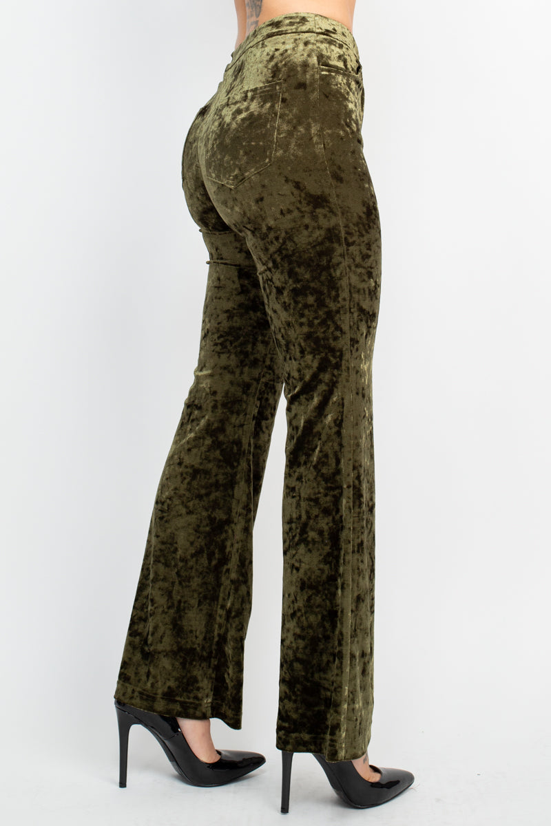 Velvet Bootcut Pants With Back Pockets