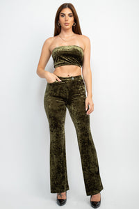 Velvet Bootcut Pants With Back Pockets