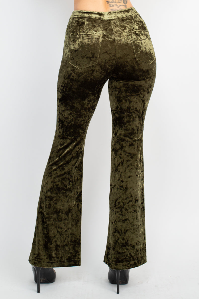 Velvet Bootcut Pants With Back Pockets