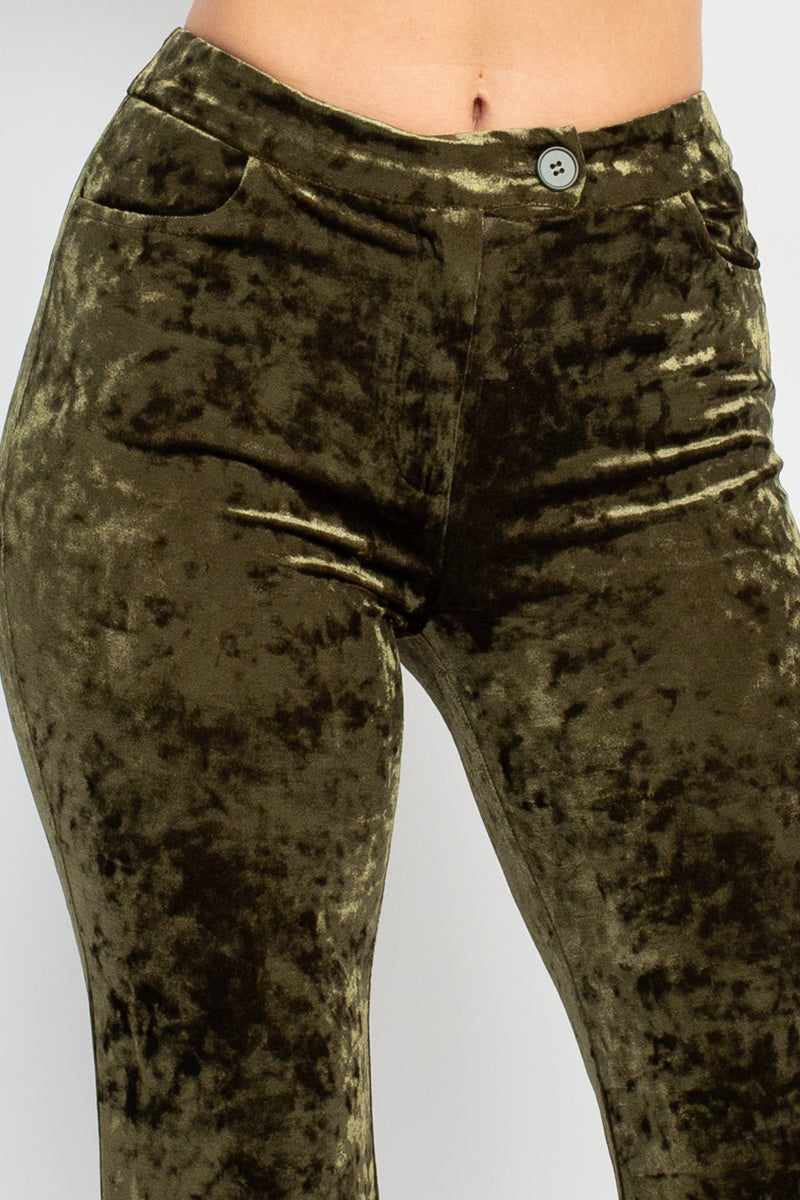 Velvet Bootcut Pants With Back Pockets