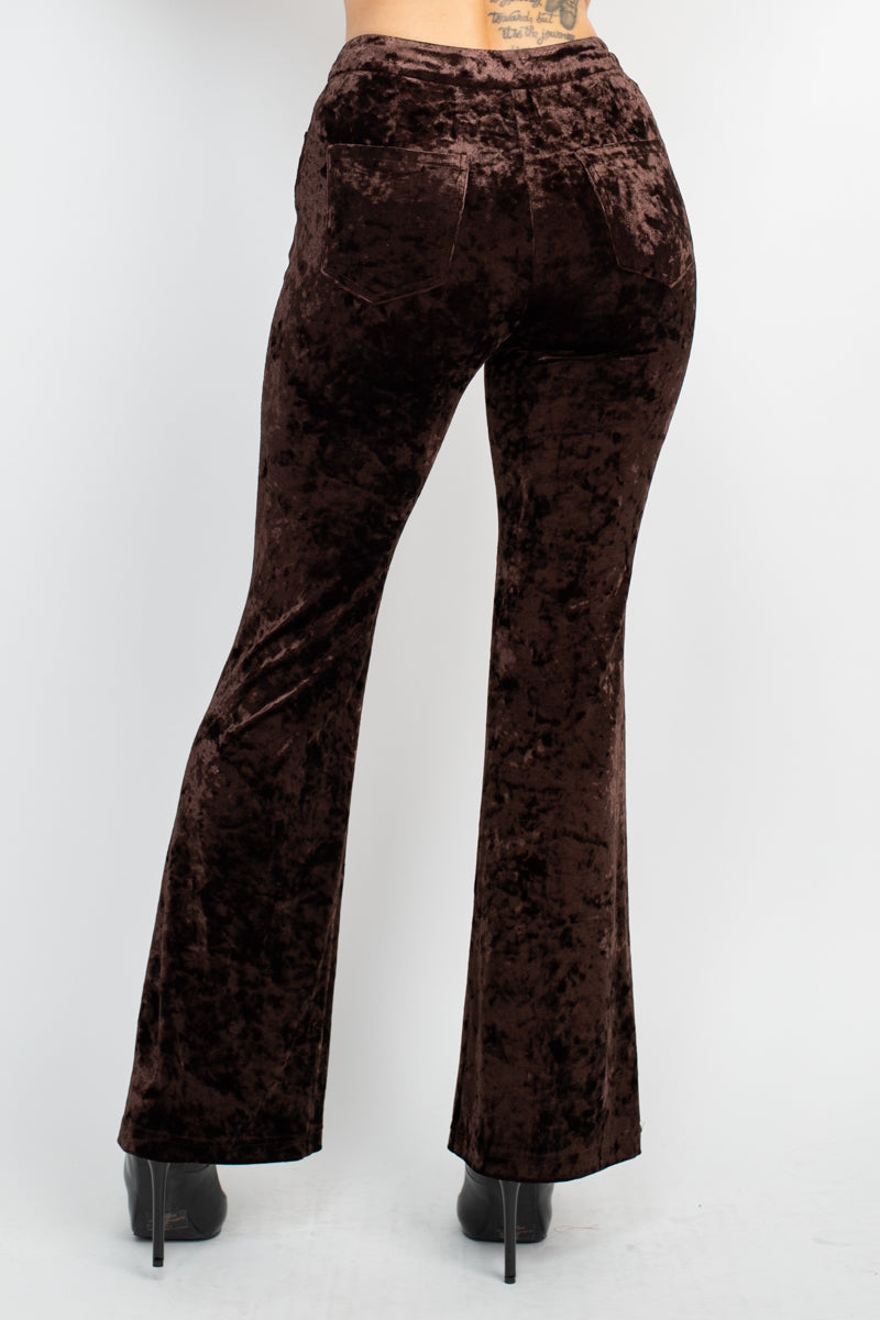 Velvet Bootcut Pants With Back Pockets