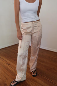 Satin Straight Leg Cargo Pants