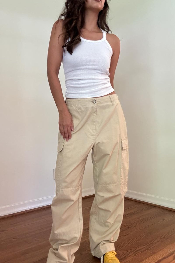 Adjustable Waist Buckle Cargo Pants