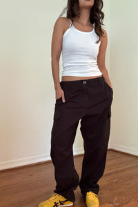 Waist Buckle Adjustable Cargo Pants with Side Pockets