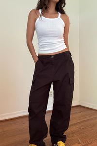 Waist Buckle Adjustable Cargo Pants with Side Pockets