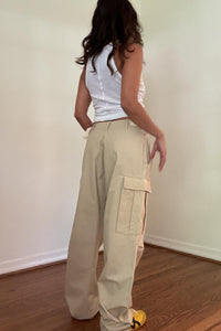 Waist Buckle Adjustable Cargo Pants with Side Pockets