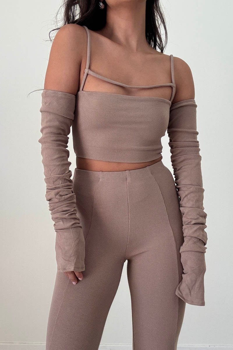 Ruched Front Detail Long Sleeve Crop Top